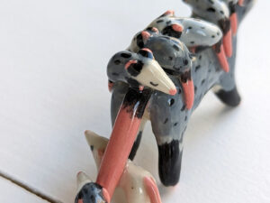 opossum family figurine porcelain cute