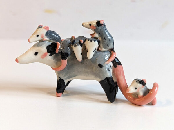 opossum family figurine porcelain cute