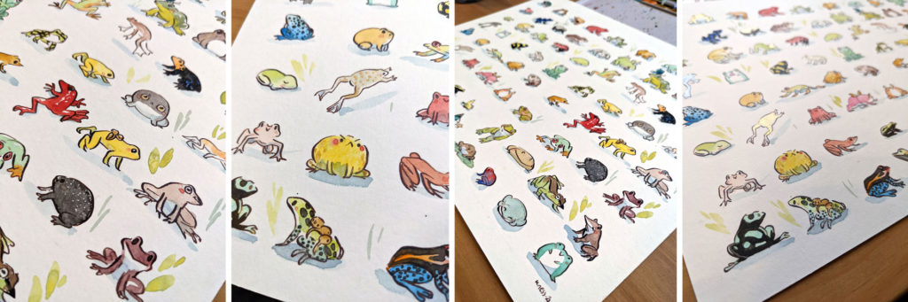 aquarelle grenouilles