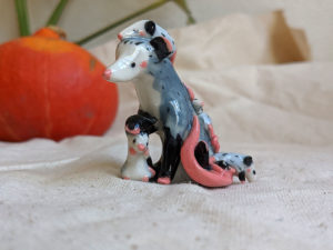 opossum mom figurine porcelain