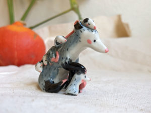 opossum mom figurine porcelain