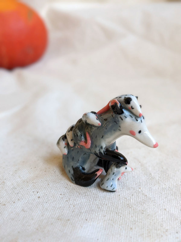 opossum mom figurine porcelain