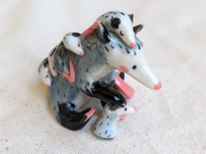 opossum mom figurine porcelain