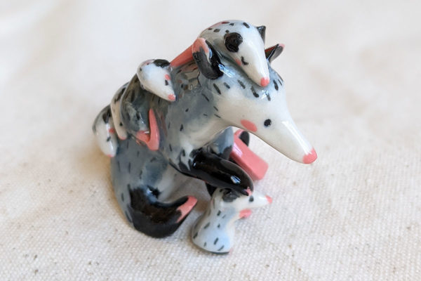 opossum mom figurine porcelain