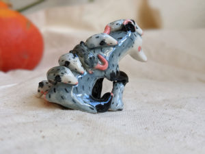 opossum mom figurine porcelain