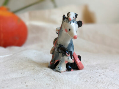 opossum mom figurine porcelain