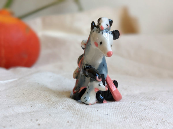 opossum mom figurine porcelain