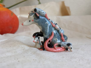 opossum mom figurine porcelain