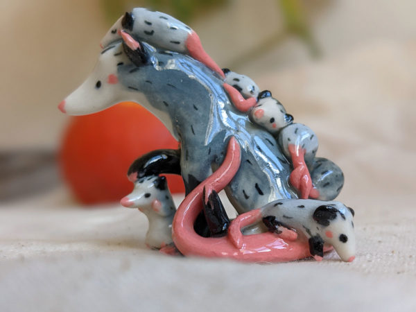 opossum mom figurine porcelain