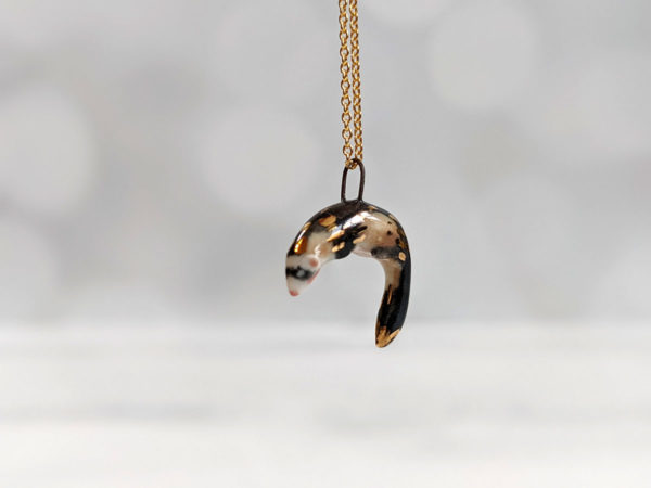 Porcelain ferret pendant