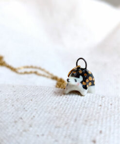 Hedgehog pendant - clay and gold