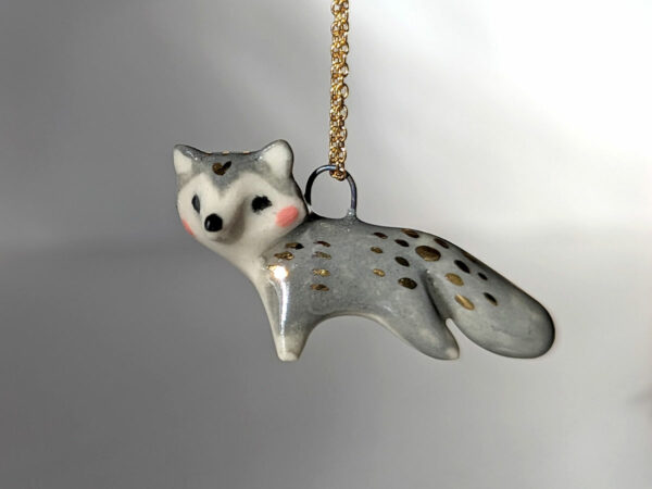 porcelain wolf pendant