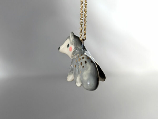 porcelain wolf pendant