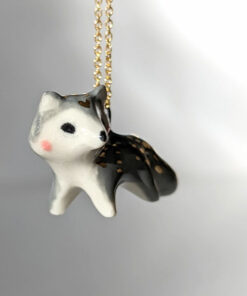 porcelain wolf pendant