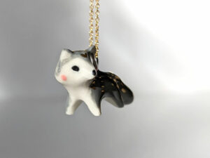 porcelain wolf pendant