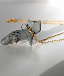 porcelain wolf pendant