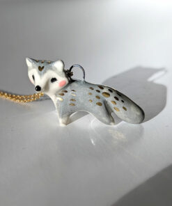 porcelain wolf pendant