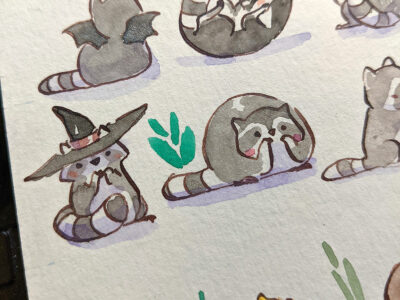 Aquarelle 73 Ratons-Laveurs – Image 9