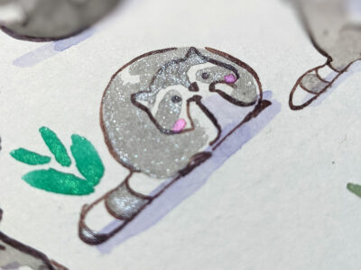 Aquarelle 73 Ratons-Laveurs – Image 3