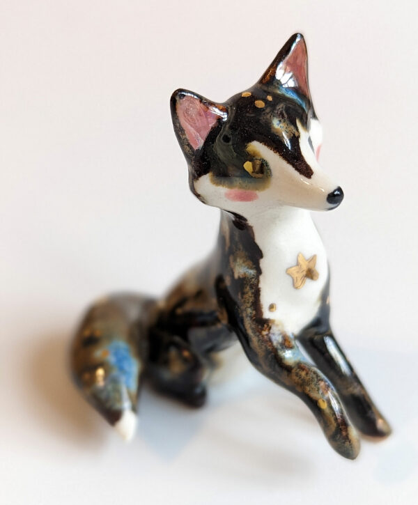 porcelain night fox figurine whimsical and cute