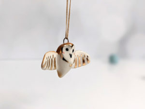 handmade ceramic barn owl pendant