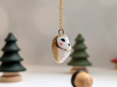 Pendentif chouette effraie dorée – Image 4