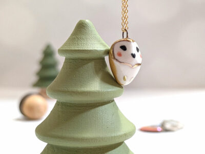 Pendentif chouette effraie dorée – Image 2