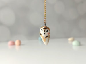 barn owl pendant with gold - open wings
