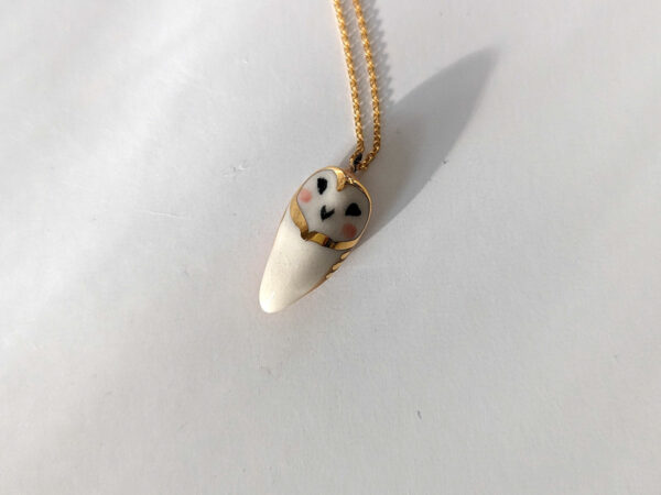 cute porcelain barn owl pendant with gold