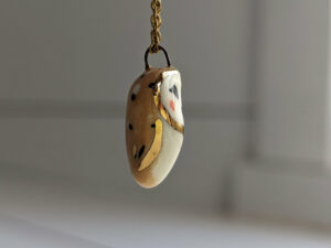 cute porcelain barn owl pendant with gold