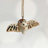 porcelain pendant barn owl wings out gold