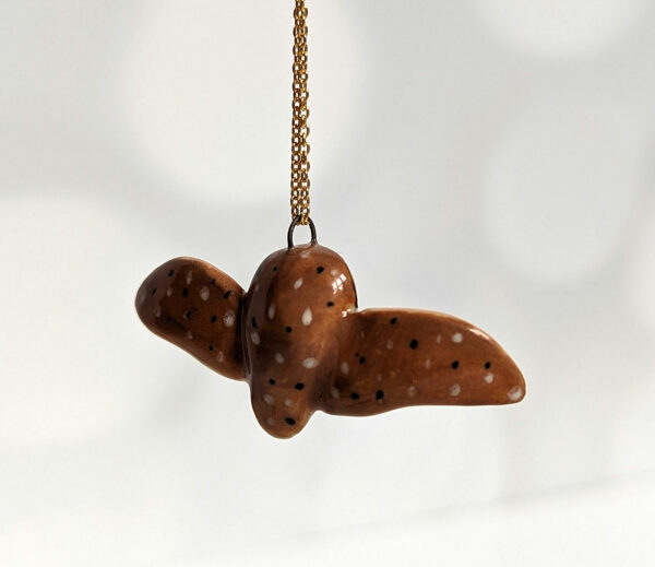 porcelain pendant barn owl wings out gold