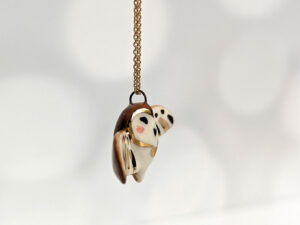 porcelain pendant barn owl wings out gold