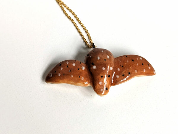 porcelain pendant barn owl wings out gold