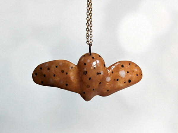 porcelain pendant barn owl wings out gold