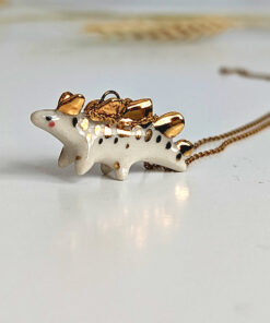 stegosaurus pendant cute porcelain jewelry by kness