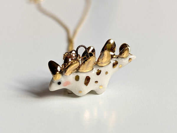 stegosaurus pendant cute porcelain jewelry by kness