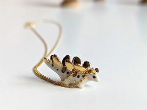 stegosaurus pendant cute porcelain jewelry by kness