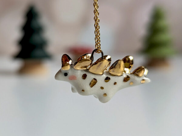 stegosaurus pendant cute porcelain jewelry by kness