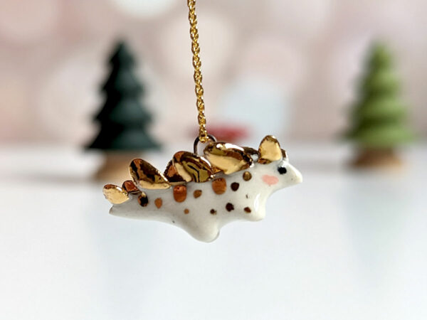 stegosaurus pendant cute porcelain jewelry by kness