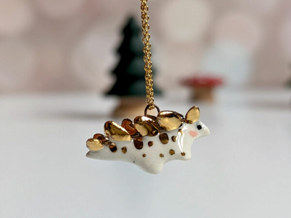 stegosaurus pendant cute porcelain jewelry by kness