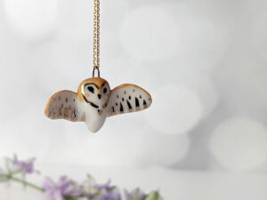 handmade ceramic barn owl pendant