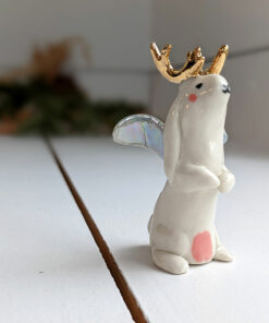 porcelain winged jackalope figurine