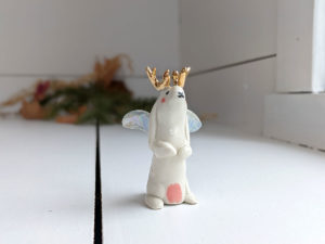 porcelain winged jackalope figurine