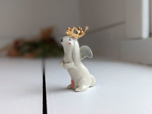 porcelain winged jackalope figurine