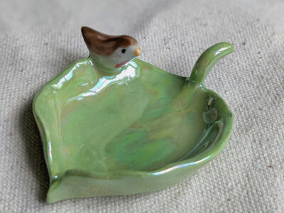 Coupelle Feuille et Oiseau nacré – Image 2
