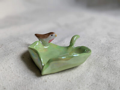 Coupelle Feuille et Oiseau nacré – Image 4