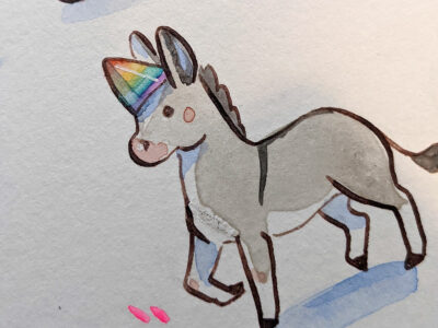 22 Ânes, aquarelle originale – Image 2