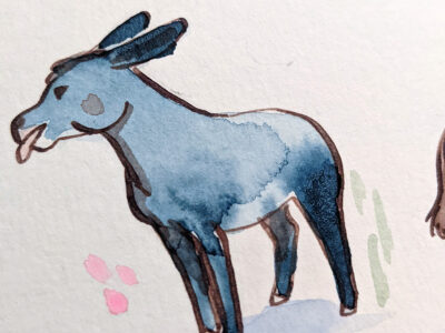 22 Ânes, aquarelle originale – Image 3