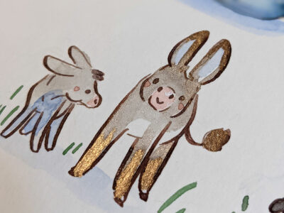22 Ânes, aquarelle originale – Image 7